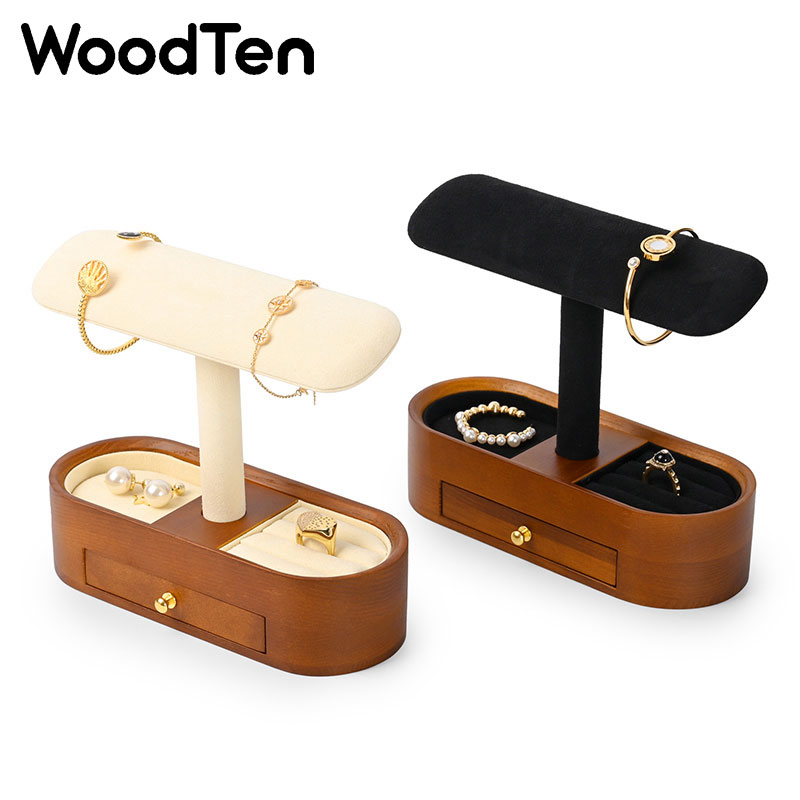 Jewelry Organizer Watches - Houten horloge-displaystandaard met lade, houten horloge-opbergorganizer,