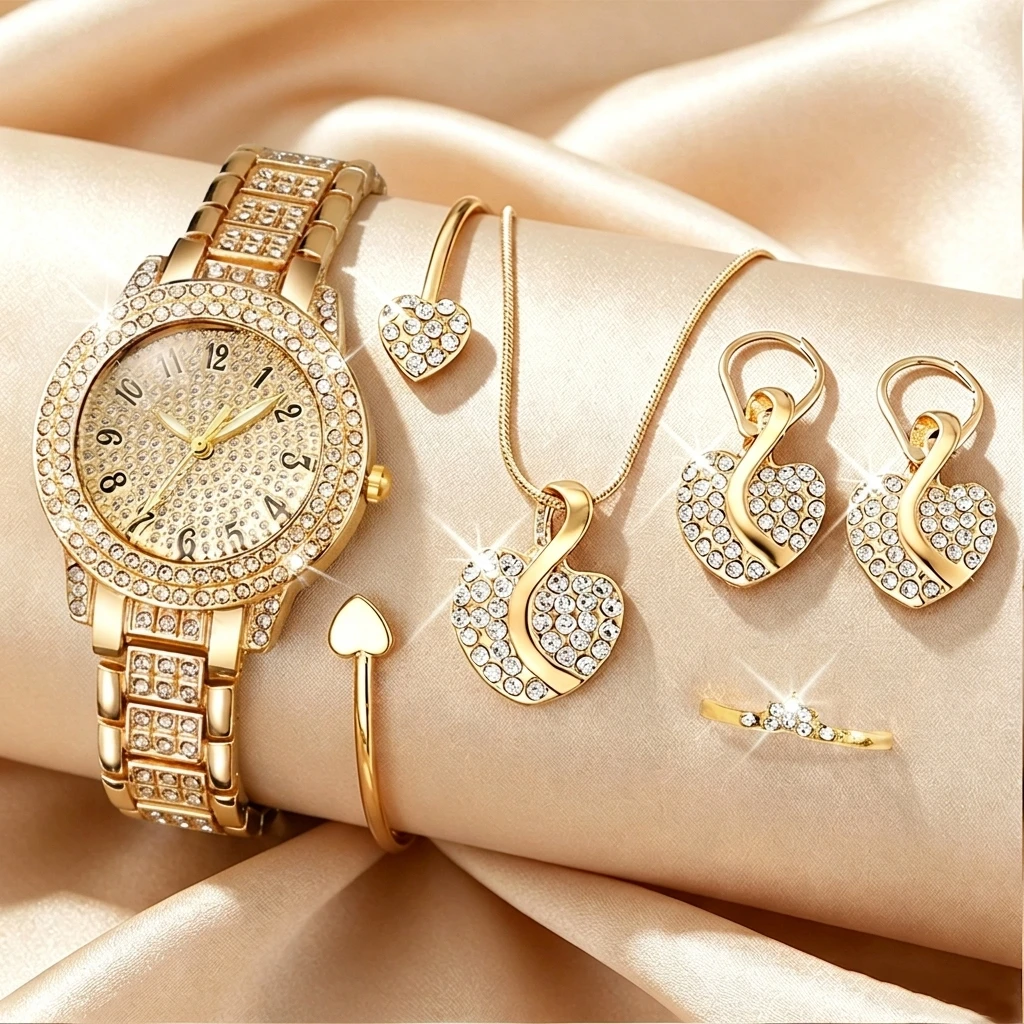 Jewelry Watch Making - 6PCS Fashion Rhinestone Dameshorloge Hart Sieraden