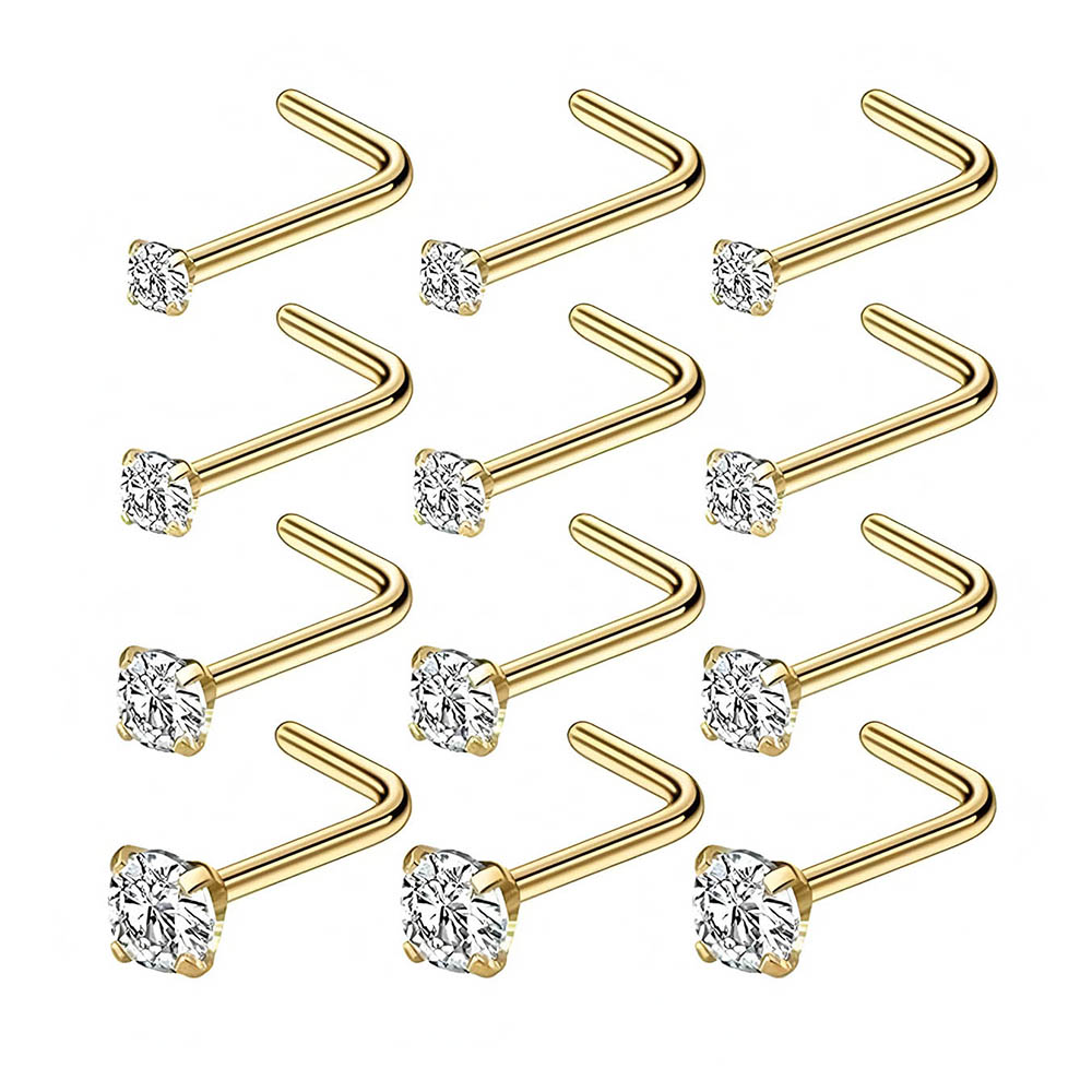 Diamond Stud Earrings - 12-delige volledige set 316L hypoallergene L-vorm