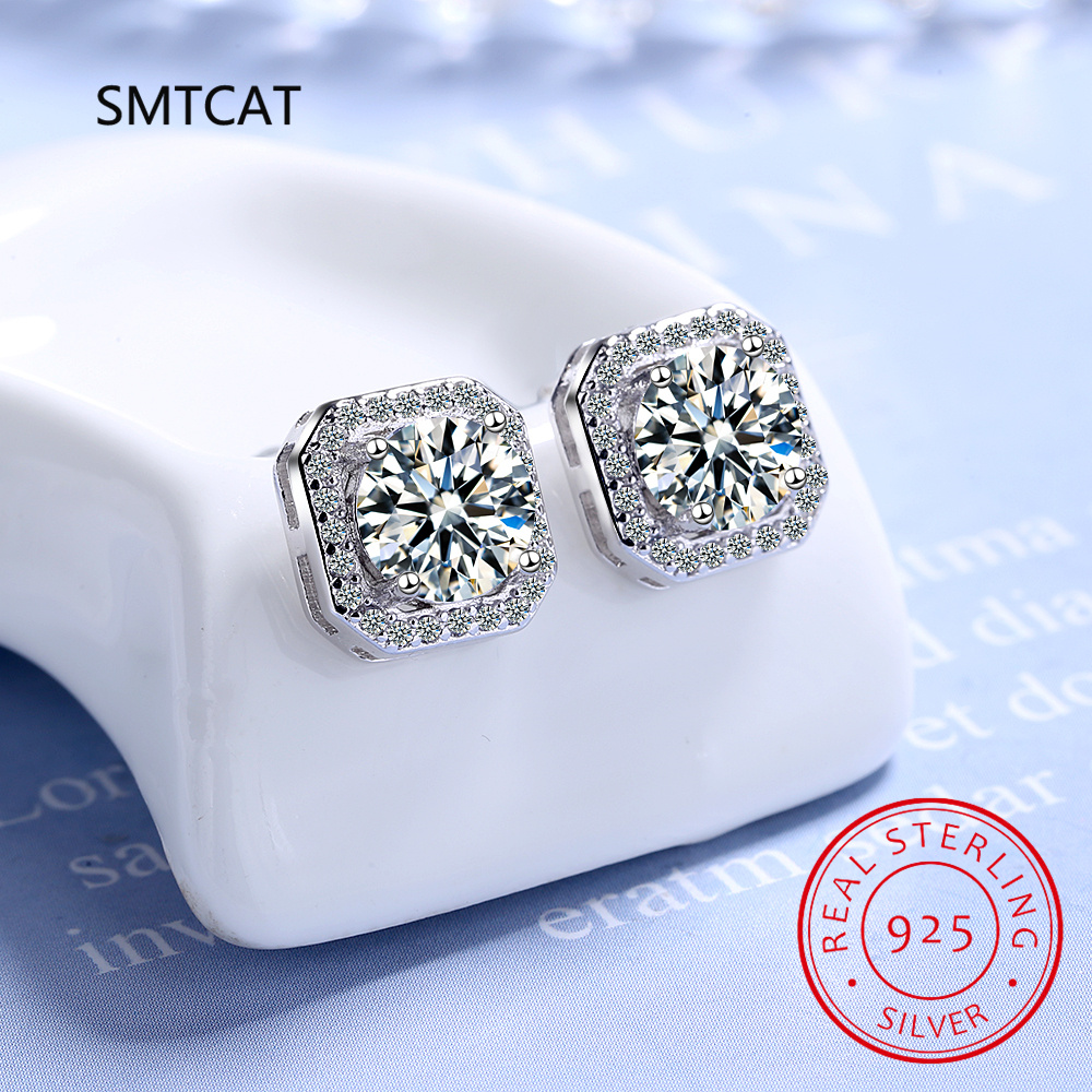 Vierkant geslepen Moissanite d - Diamond Stud Earrings recensie en prijs