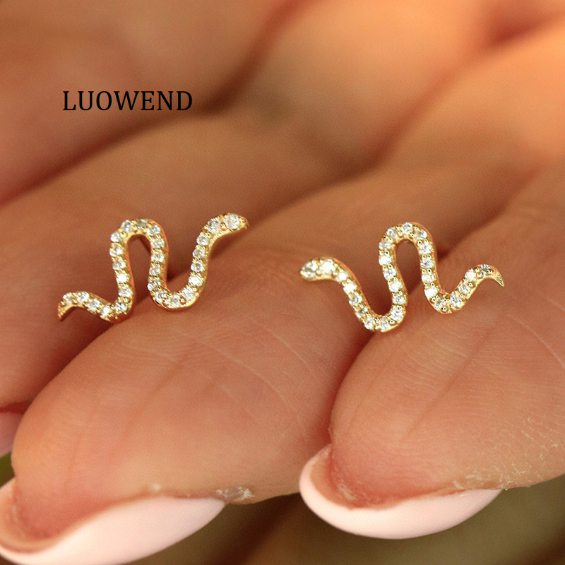 LUOWEND 100% 18K Wit/Geel Goud - Diamond Stud Earrings recensie en prijs